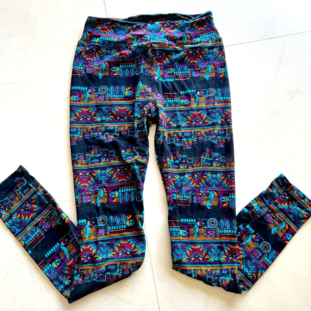 LULAROE WOMEN'S LEGGINGS OS ONE SIZE MULTICOLOR STRETCH